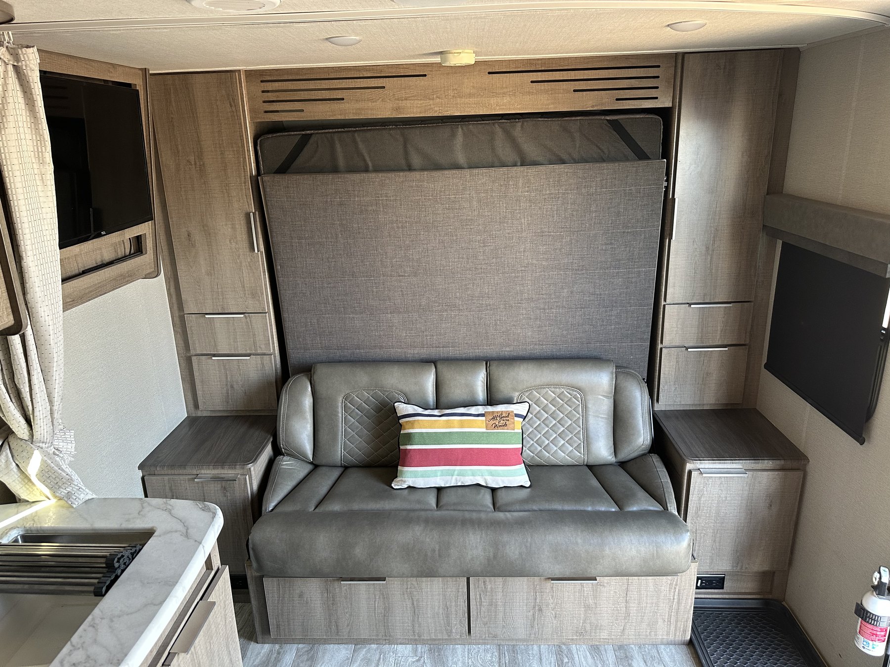 Living area inside the travel trailer