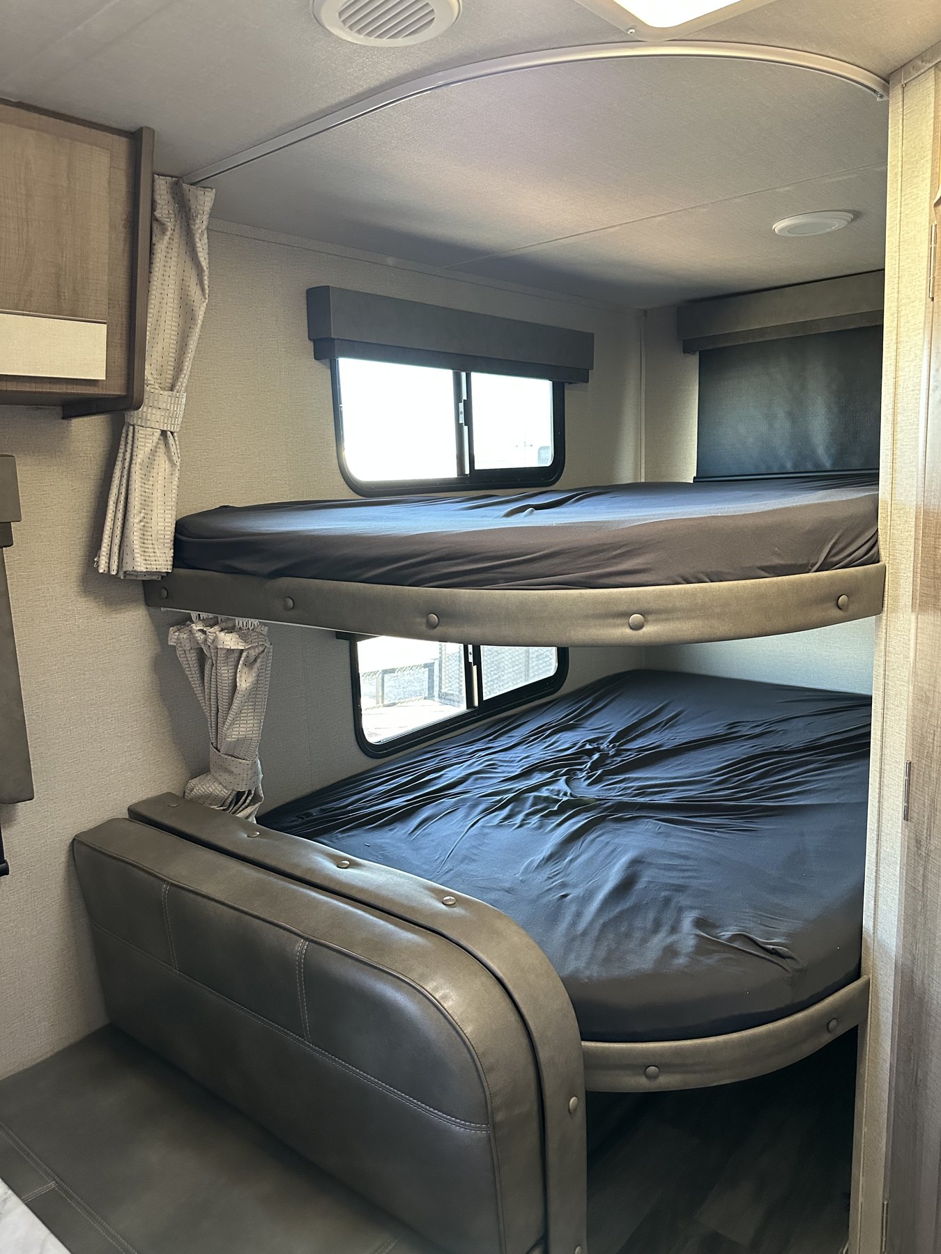 Bunk beds inside the travel trailer